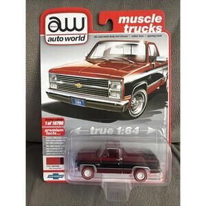 Auto World Ultra Red Chase Muscle Trucks 1984 CHEVY SILVERADO 10 FLEETSIDE TRUCK
